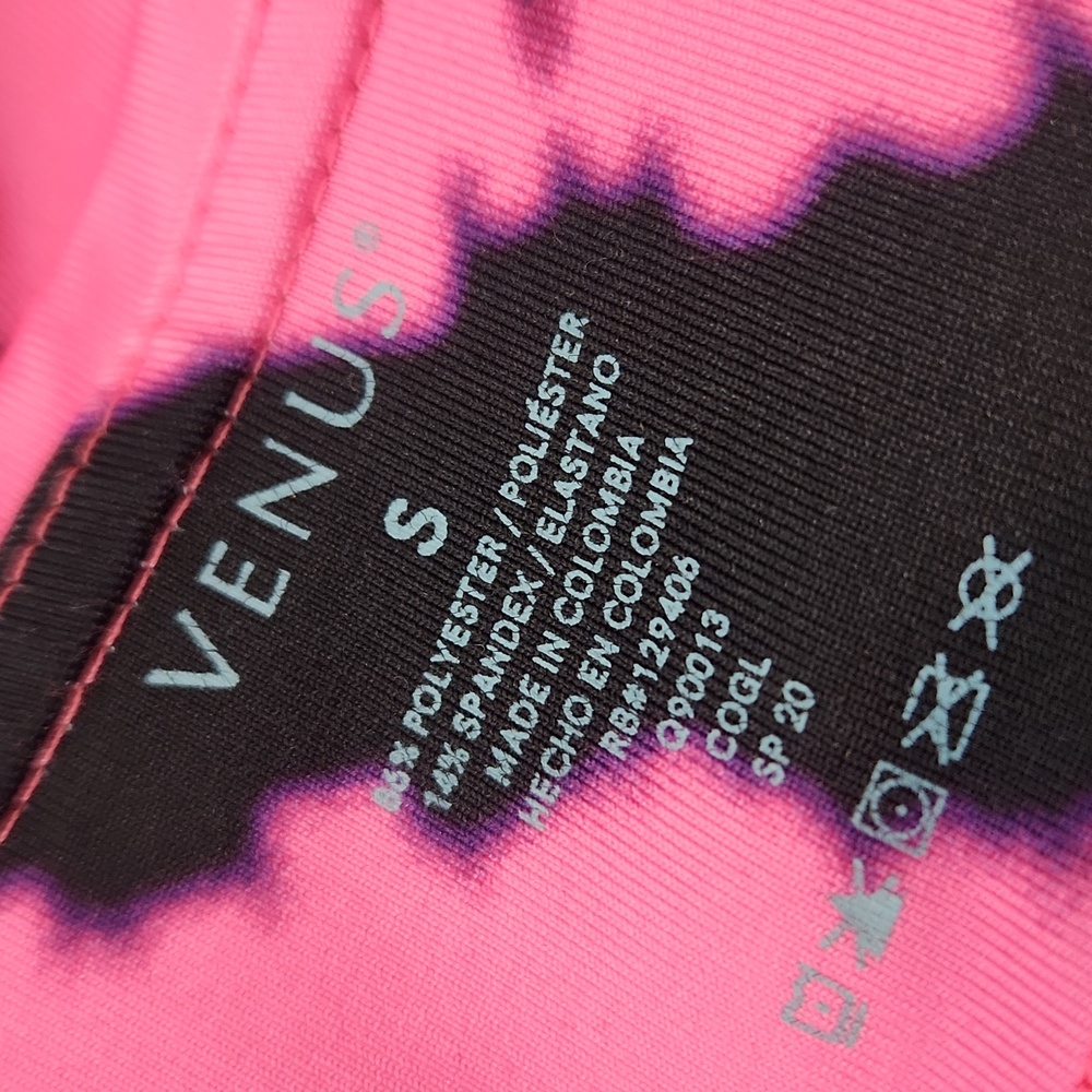 Women's Tie Dye Pink and Black Leggings - Picture 2 of 2